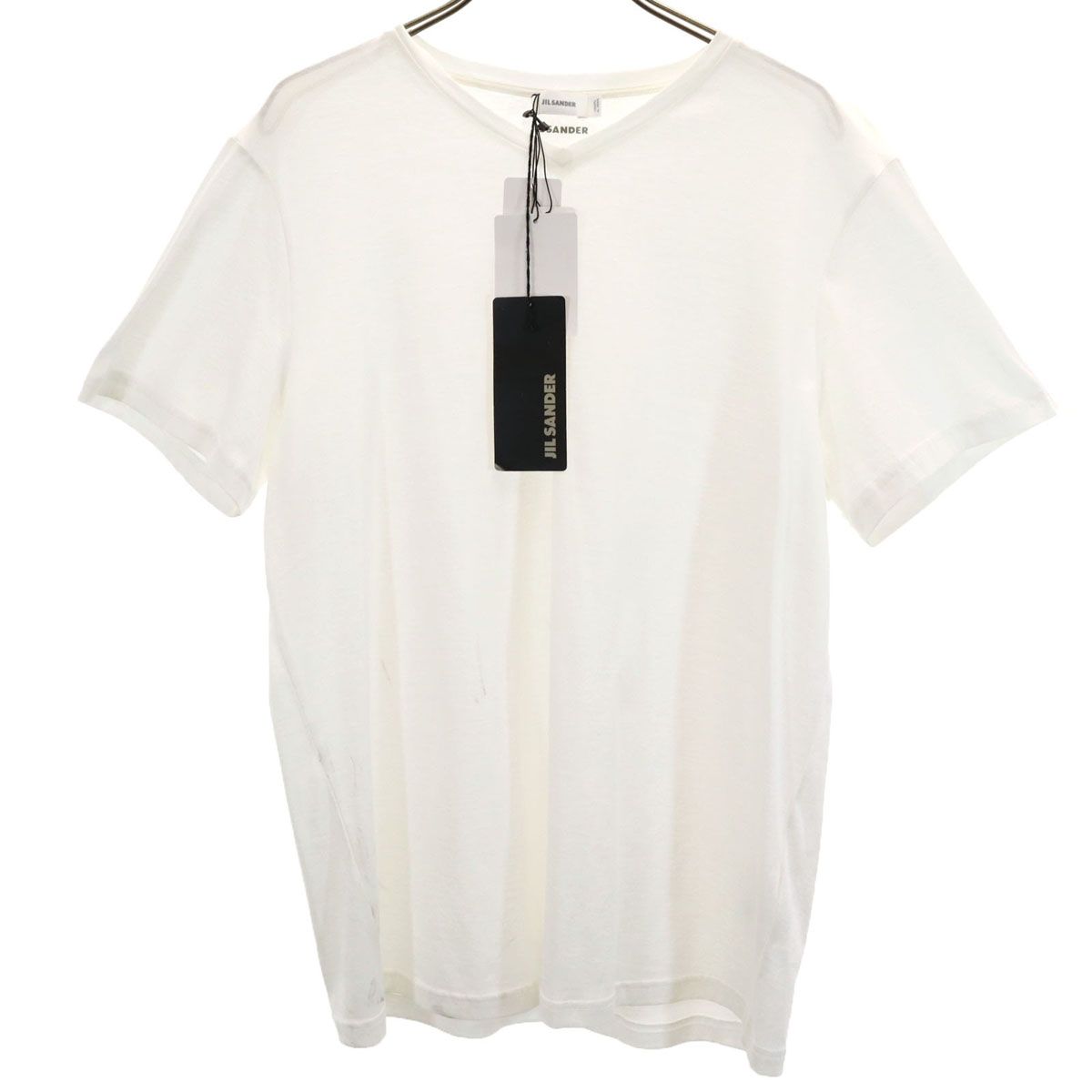 JIL SANDER ジルサンダー 未使用 半袖 Vネック Tシャツ L ホワイト 無地 メンズ 古着 5,962円