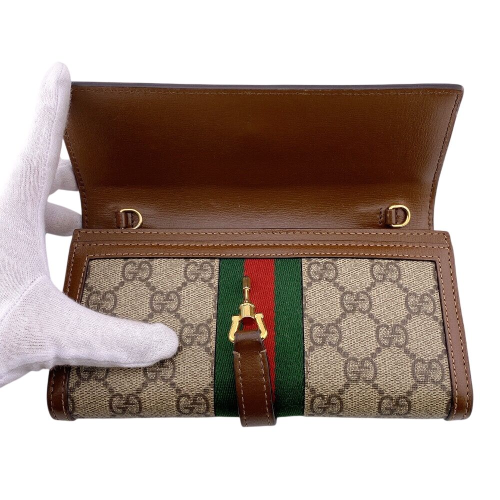 【美品】GUCCI グッチ GGクリスタル ジャッキー 長財布 ブラウン GUCCI グッチ 652681 ジャッキー GGスプリーム レザー 長財布 ブラウン