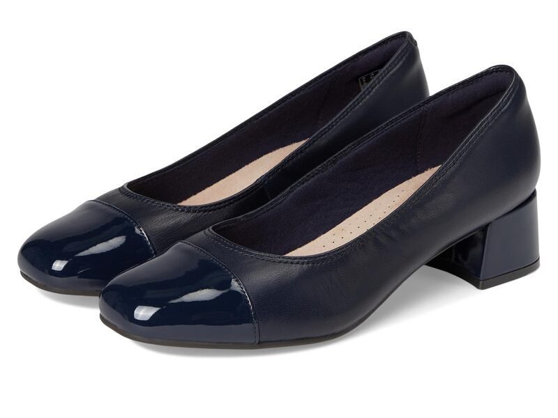クラークス レディース シューズ ヒール Clarks Iridessa May Navy Leather ネイビー