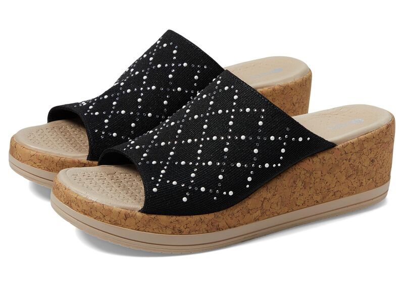 ビジーズ レディース シューズ ヒール サンダル Bzees Royal Wedge Sandals Black Shimmer ブラック 10,345円
