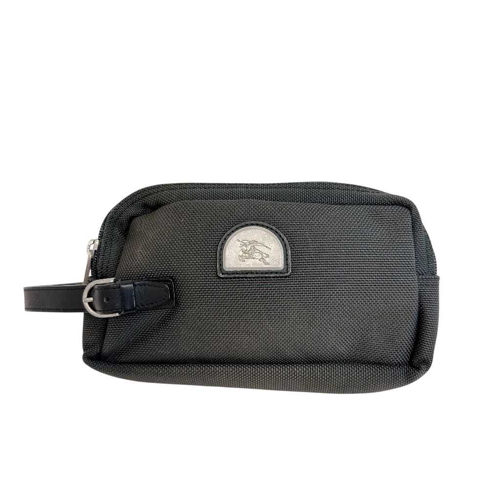 BURBERRY Burberry Clutch Pouch Plaid Canvas Second Bag Black Mens