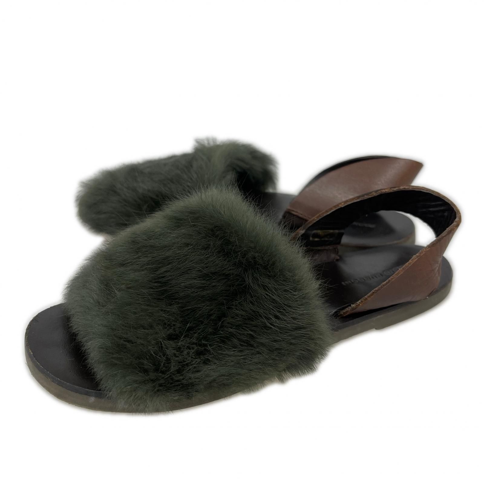 専用‼︎【FABIO RUSCONI】ファーサンダル FABIO RUSCONI ファビオルスコーニ ファーサンダル size36/グリーン