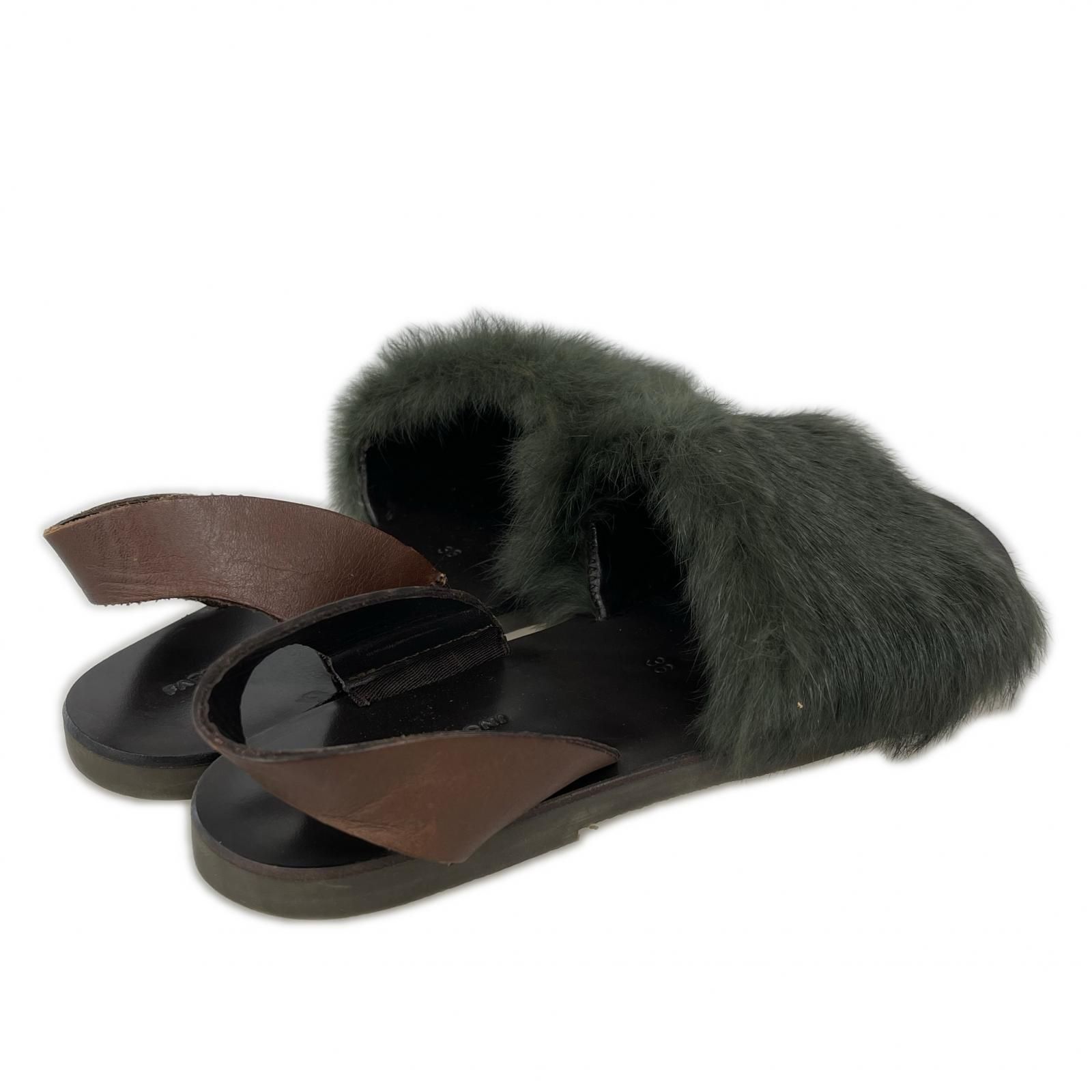 FABIO RUSCONI ファビオルスコーニ ファーサンダル size36/グリーン