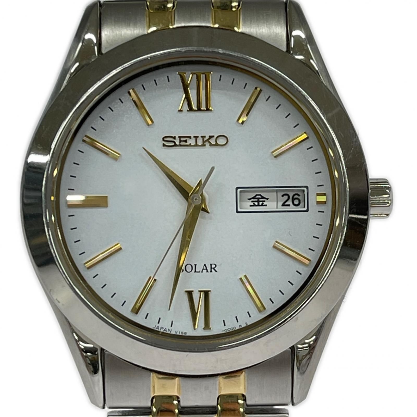 SEIKO セイコー V158-0BA0 SOLAR腕時計/ホワイト×シルバー 7,738円