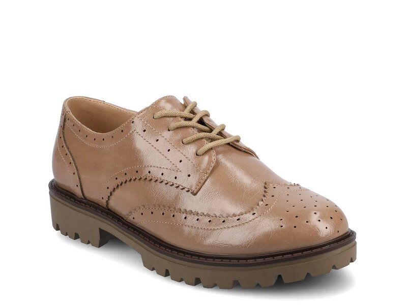 ジャーニー レディース シューズ オックスフォード ウィングチップ Journee Claudiya Wingtip Oxford Taupe Patent Synthetic トープ