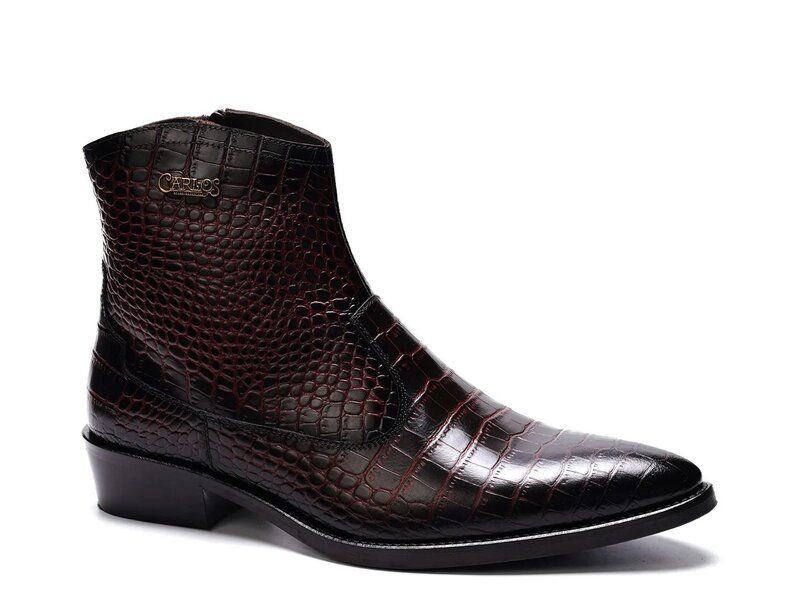 カルロスサンタナ メンズ シューズ ブーツ・レインブーツ Carlos by Carlosantana Zappa Cowboy Boot Dark Brown Croc Print Leather