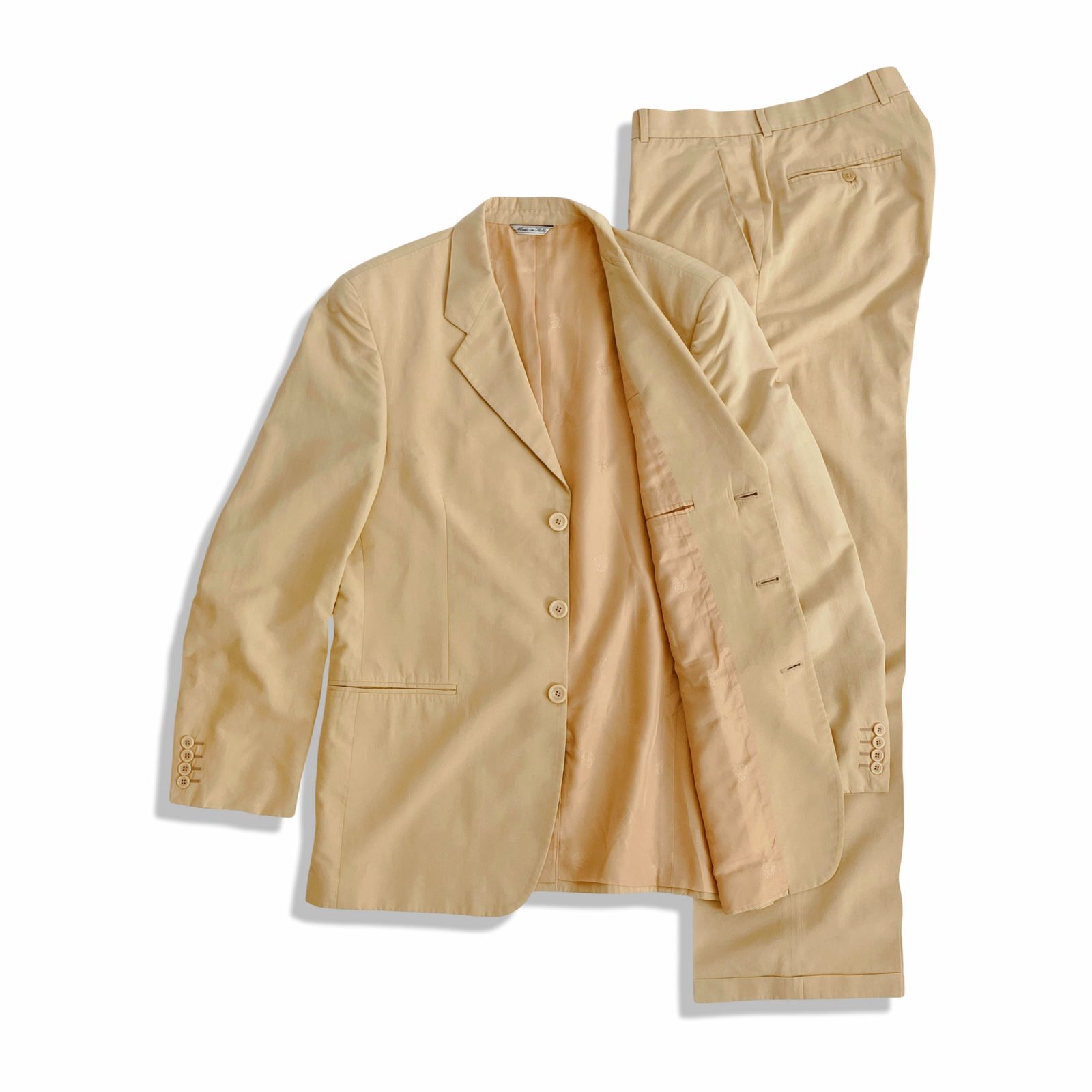 GIANNI VERSACE COUTURE ジャンニヴェルサーチ クチュール シングルブレスト 3B スーツ ベージュ size 50 メンズ