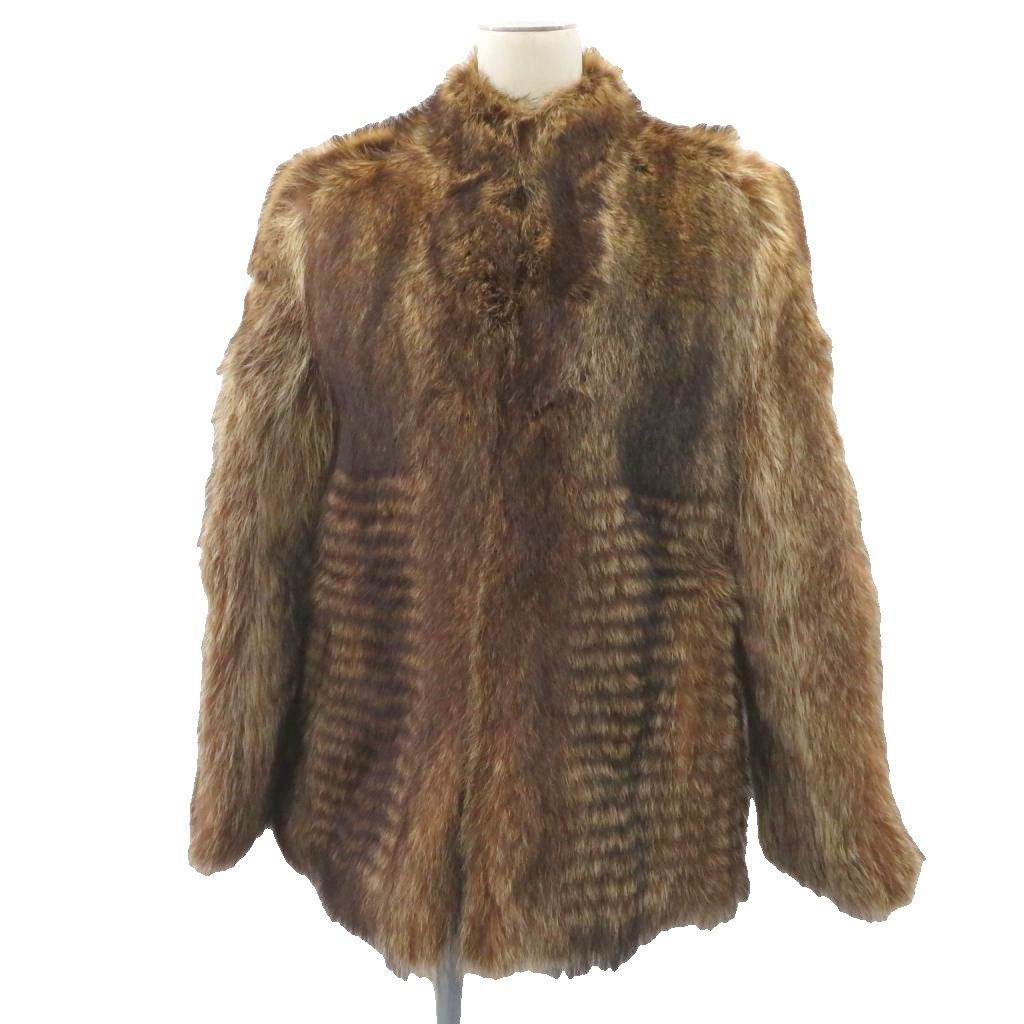 ナカムラファー nakamura fur 毛皮コート ファーコート ミドル丈 茶 スタンドカラー /SY26 ■GY99