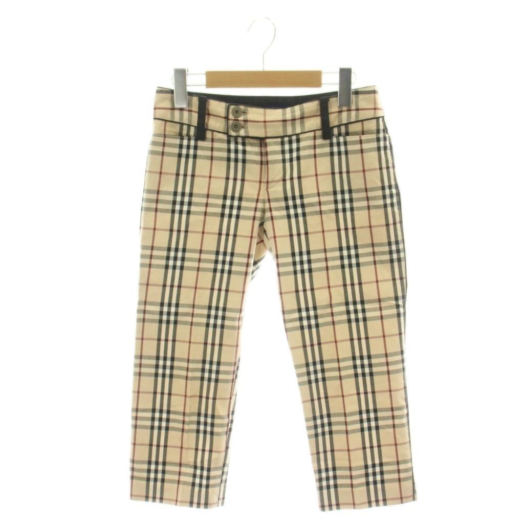 バーバリーブルーレーベル BURBERRY BLUE LABEL パンツ ノバチェック テーパード クロップド 36 ベージュ /HK ■GY50