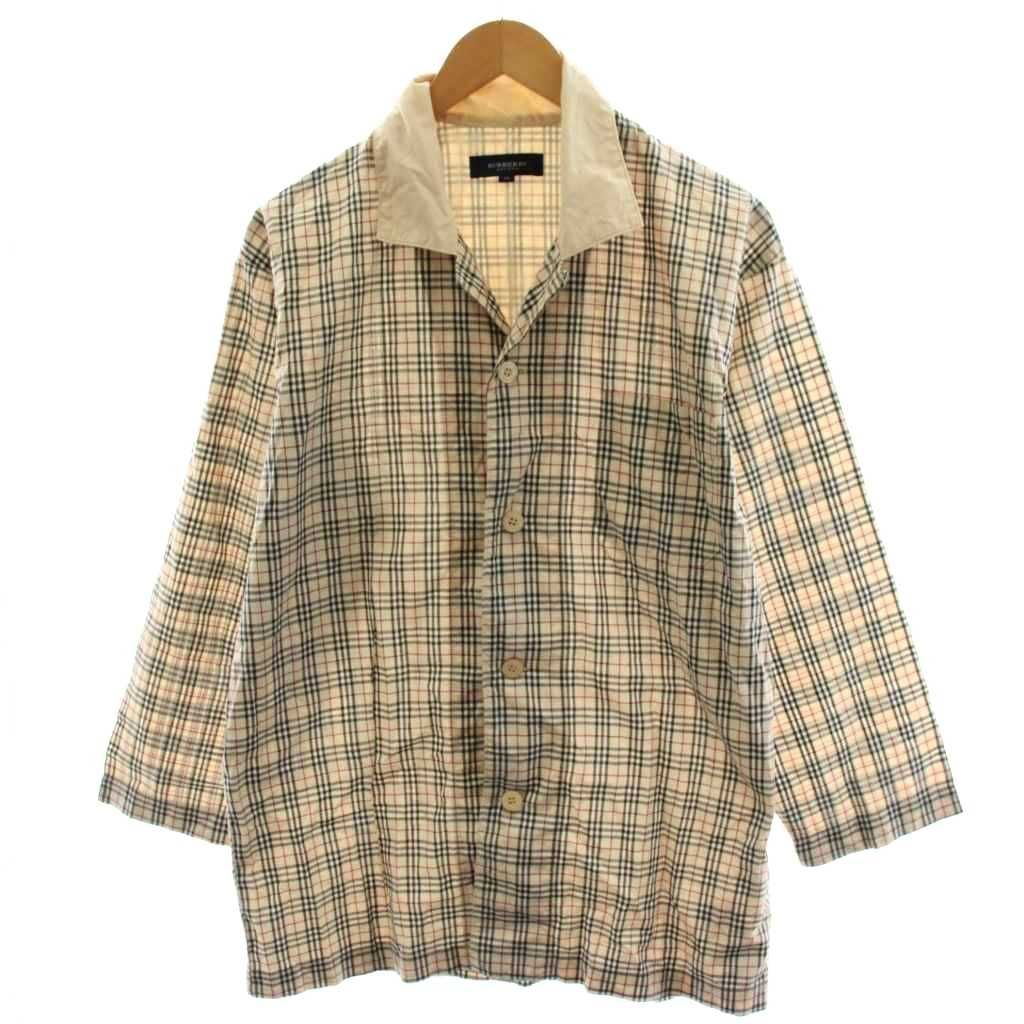 バーバリー ロンドン BURBERRY LONDON ノバチェック シャツ 長袖 コットン M ベージュ 黒 ブラック 赤 レッド /AN14 ■GY50