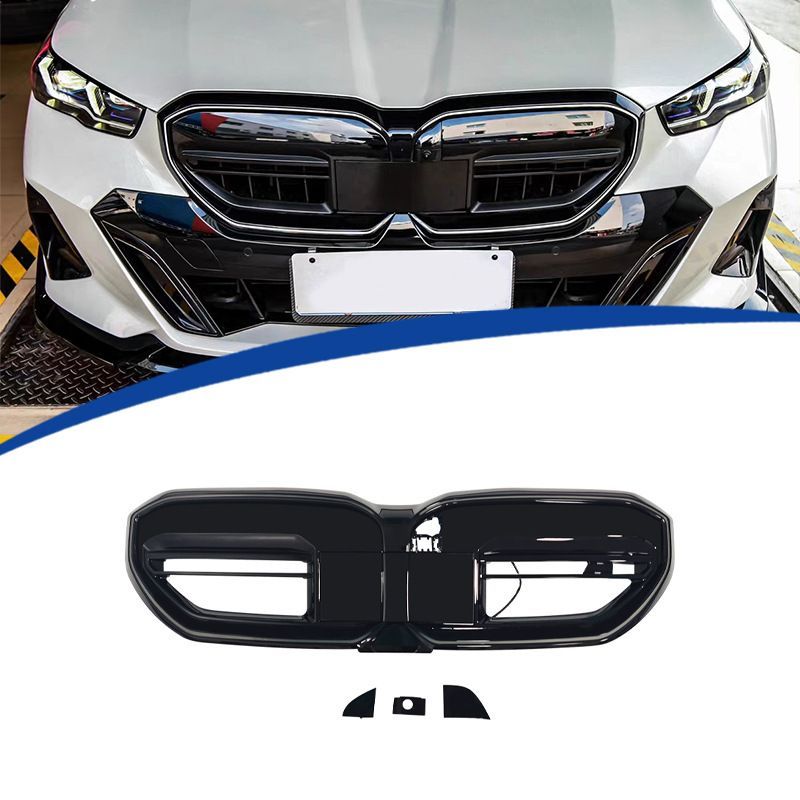 BMW 5シリーズ G60 2024-2026対応 フロントグリル ブラック ABS+PC製 発光グリル 交換取付 外装アクセントパーツ