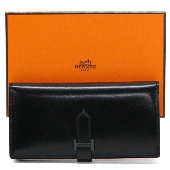 エルメス HERMES ベアン スフレ ボックスカーフ (レザー) BK金具 B刻印 
