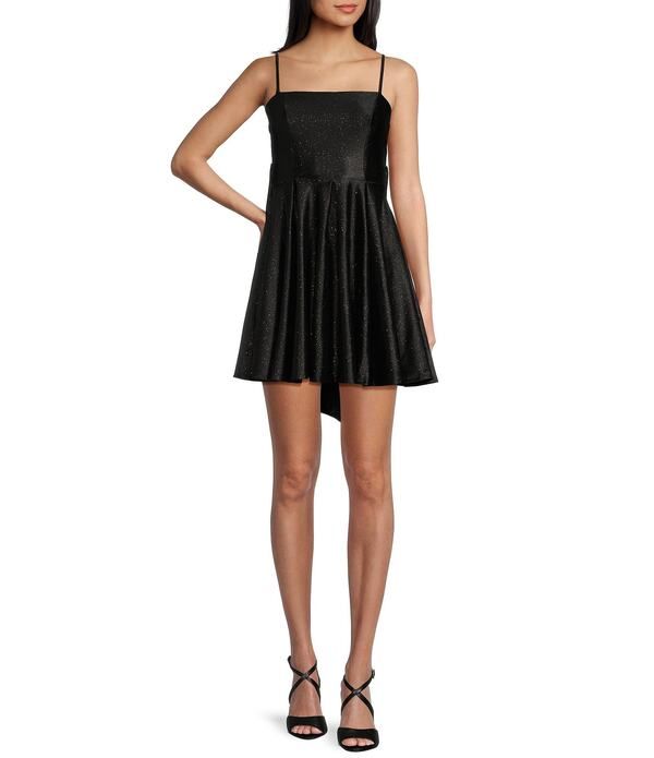 ハニーアンドロージー レディース トップス ワンピース A ライン プリーツ Honey and Rosie Spaghetti Strap ALine Pleated Glitter Dress B