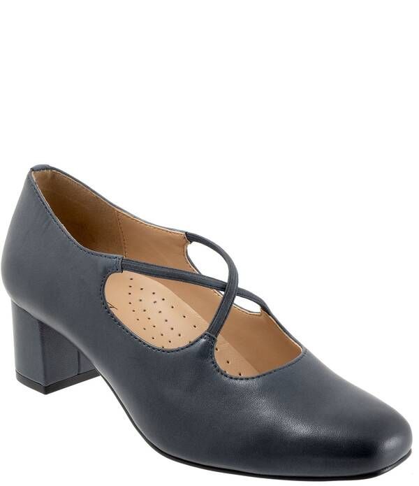 トロッターズ レディース シューズ パンプス レザー Trotters Demi Leather Cross Band Pumps Navy ネイビー