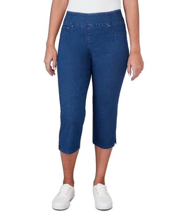 ルビーアールディー レディース ボトムス デニムパンツ キャップ Ruby Rd Extra Stretch Denim Capri PullOn Pants Indigo インディゴ