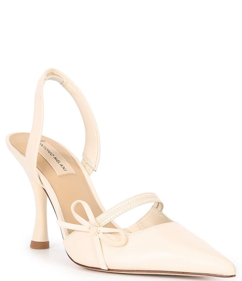 アントニオ メラーニ レディース シューズ ヒール レザー Antonio Melani Pomona Leather Bow Slingback Pumps Sweet Cream クリーム