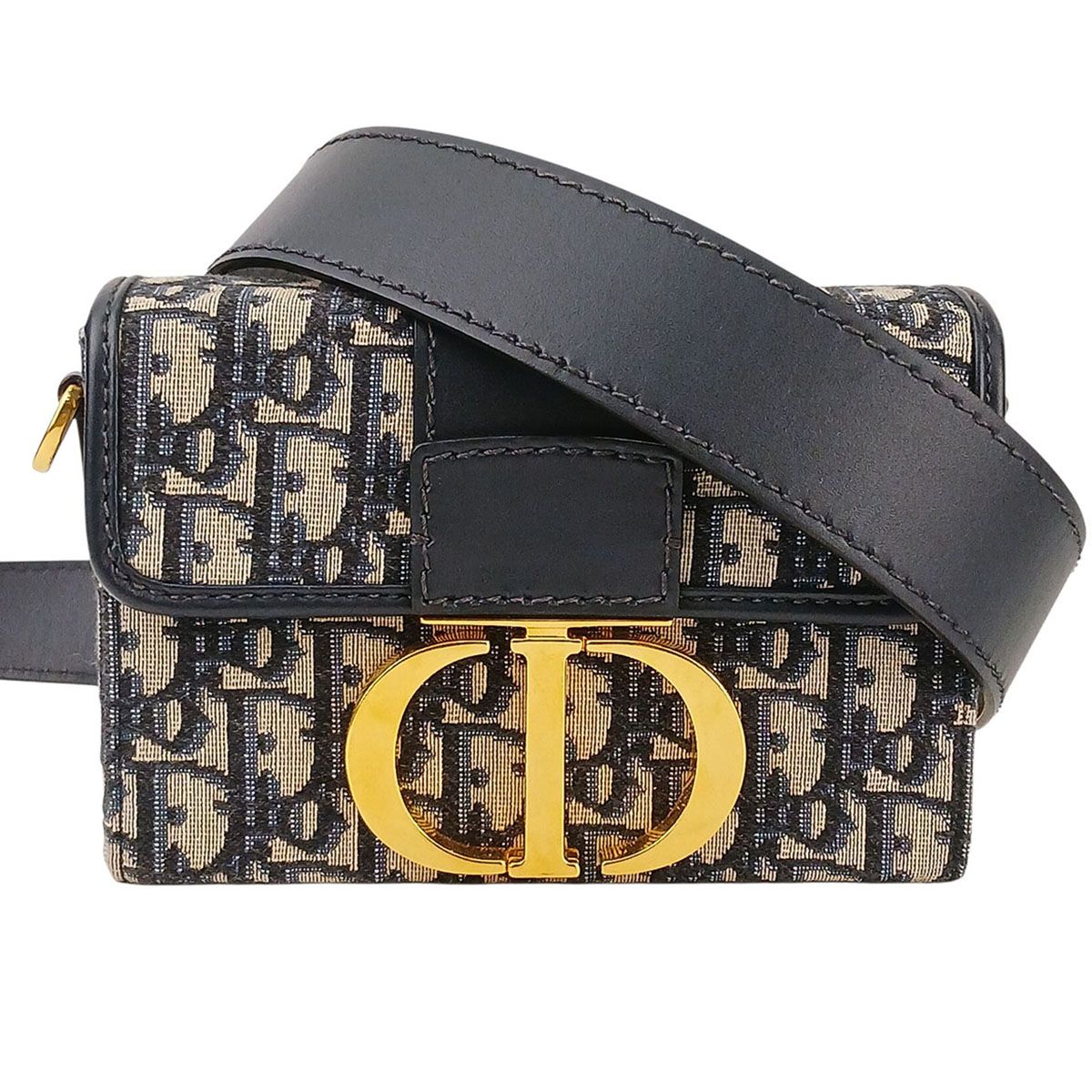 Christian Dior クリスチャンディオール 30 MONTAIGNE モンテーニュ オブリーク ショルダーバッグ ネイビー 中古