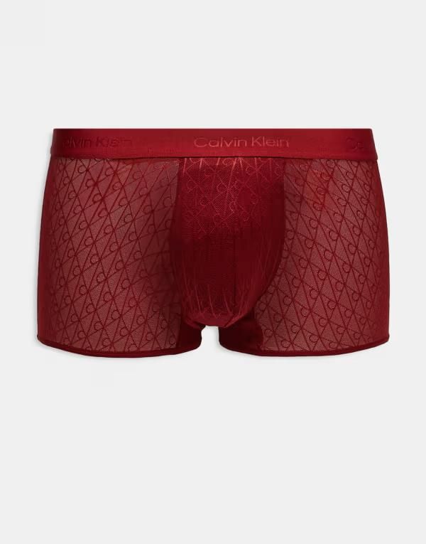 カルバンクライン メンズ アンダーウェア トランクス ローライズ レース Calvin Klein lace low rise boxer briefs Burgundy バーガンディ 10,110円