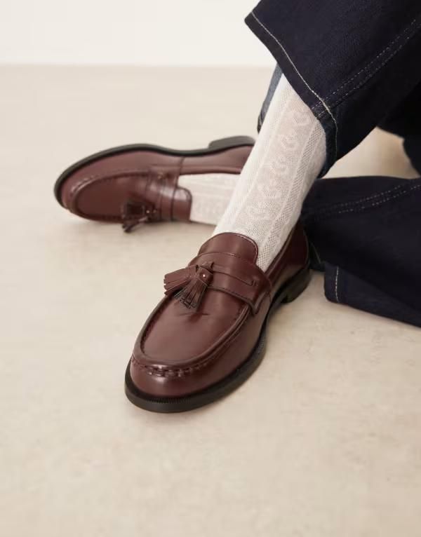 ウォークロンドン レディース シューズ スリッポン・ローファー ローファー Walk London Rhea tassel loafers in cherry liqueur RED レッド