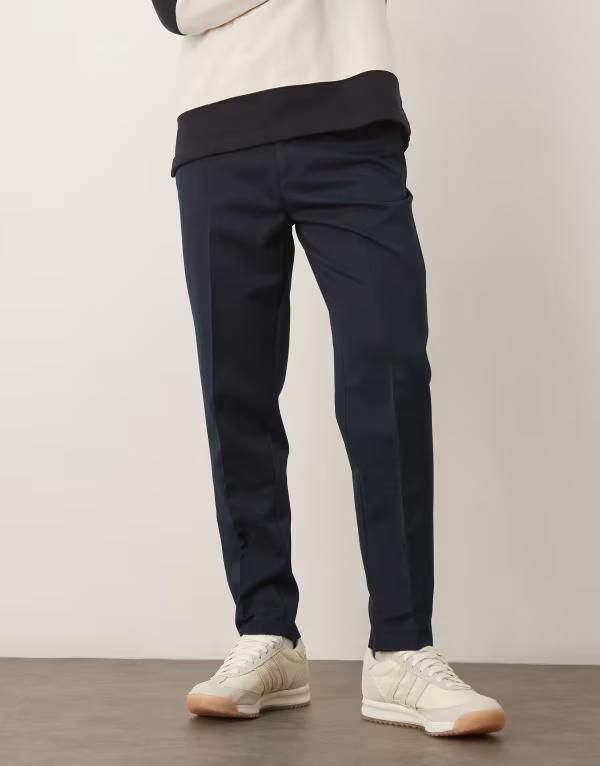 エイソス メンズ ボトムス カジュアルパンツ パンツ ASOS DESIGN smart tapered pants NAVY ネイビー
