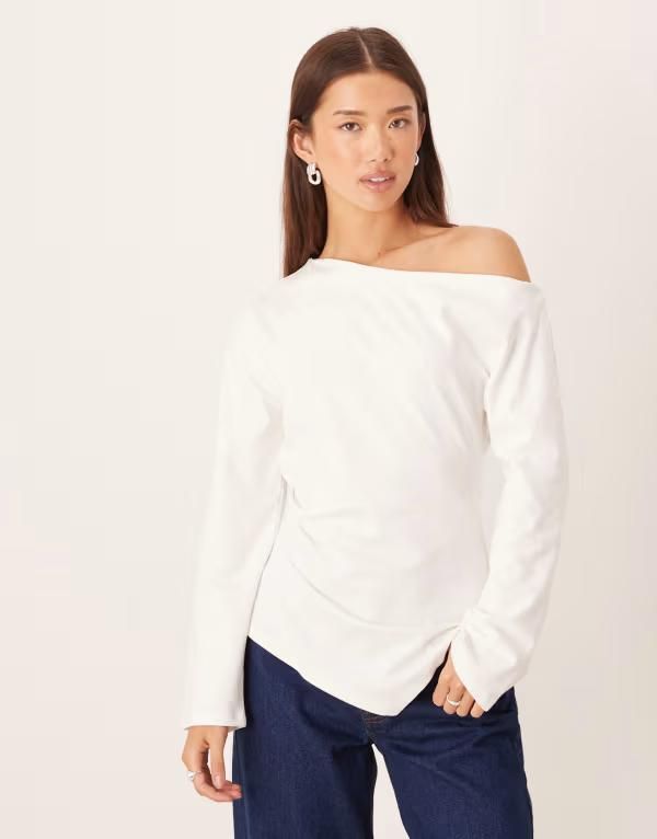 ジェイディーワイ レディース トップス Tシャツ アシンメトリー JDY asymmetric sidetail top WHITE ホワイト