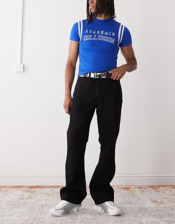 ウィークデイ メンズ ボトムス デニムパンツ ブーツカット ブーツ ジーンズ Weekday Mercury relaxed bootcut flare jeans Black rinse ブラック