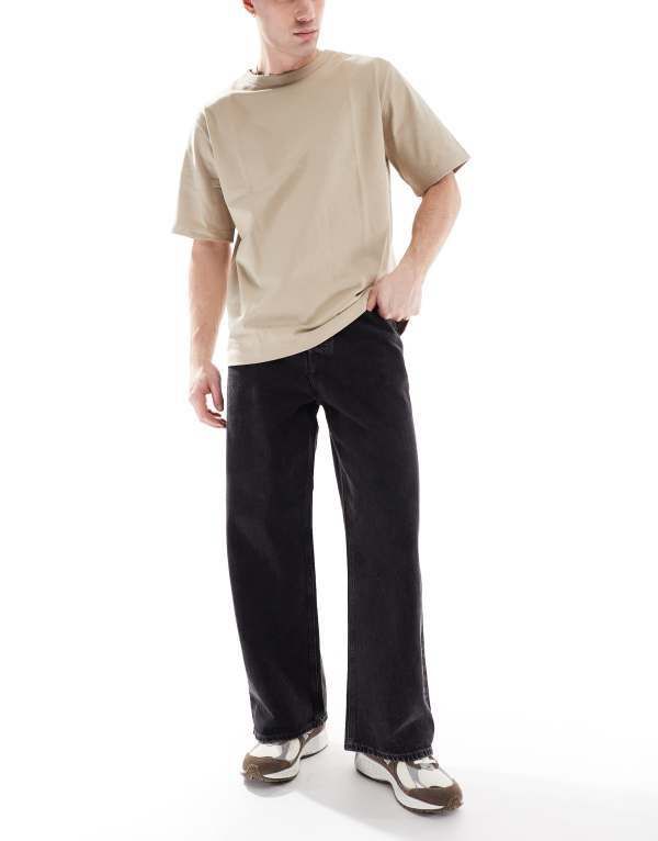ジャック アンド ジョーンズ メンズ ボトムス デニムパンツ ジーンズ Jack Jones Dave wide fit jeans Black Denim ブラック
