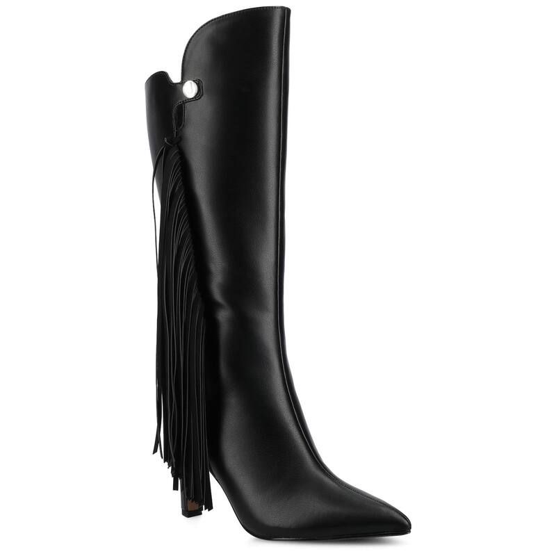 ジャーニー レディース シューズ ブーツ・レインブーツ Journee Dolly Womens Comfort KneeHigh Pointed Toe Tassel Stiletto Boots