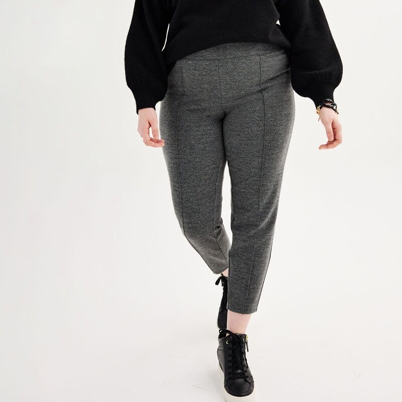 ナインウェスト レディース ボトムス カジュアルパンツ プラスサイズ レギンス Plusize Nine West Seamed Ponte Leggings Charcoal Black Textu