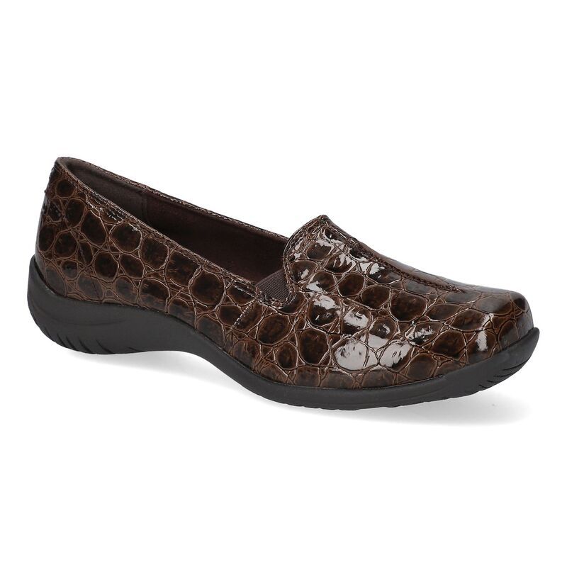イージーストリート レディース シューズ スリッポン・ローファー Easy Street Purpose WomenslipOn Shoes Brown Patent Croco ブラウン
