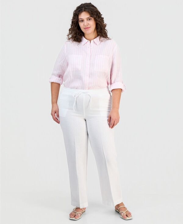 チャータークラブ レディース ボトムス カジュアルパンツ リネン Charter Club Womens 100 Linen Drawstring Pants Bright White ホワイト