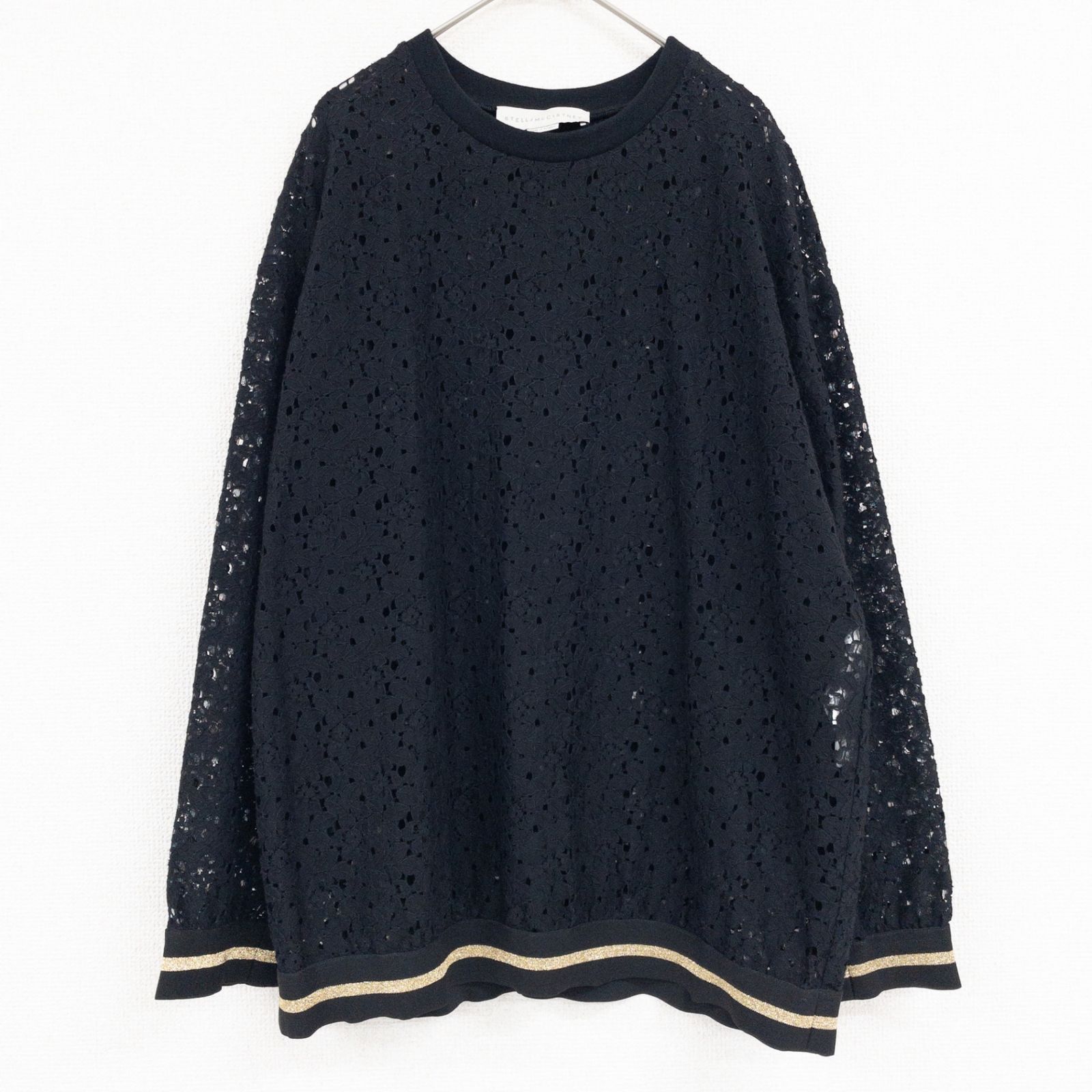 STELLA McCARTNEY ステラマッカートニー トップス ブラウス 長袖 レース フラワー コットン ナイロン ブラック ハンガリー製 レディース 38 b02339