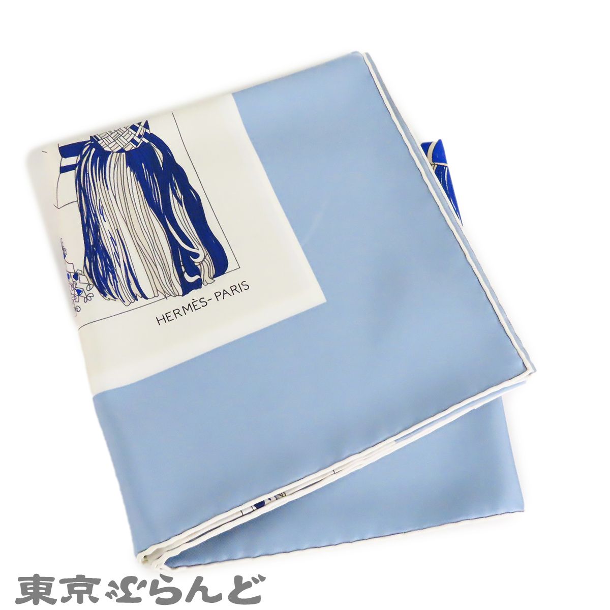 エルメス HERMES カレ 90 ブルージーンxクレーム シルク PASSEMENTERIE