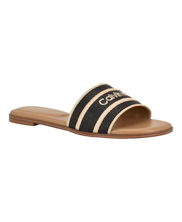 カルバンクライン レディース シューズ スリッポン・ローファー サンダル ロゴ Calvin Klein Womens Kendellogo Band Flat SlipOn Sandals Blac
