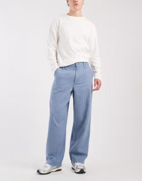 エイソス メンズ ボトムス カジュアルパンツ ストレート ASOS DESIGN loose straight leg pants and white pinstripes Multi マルチカラー