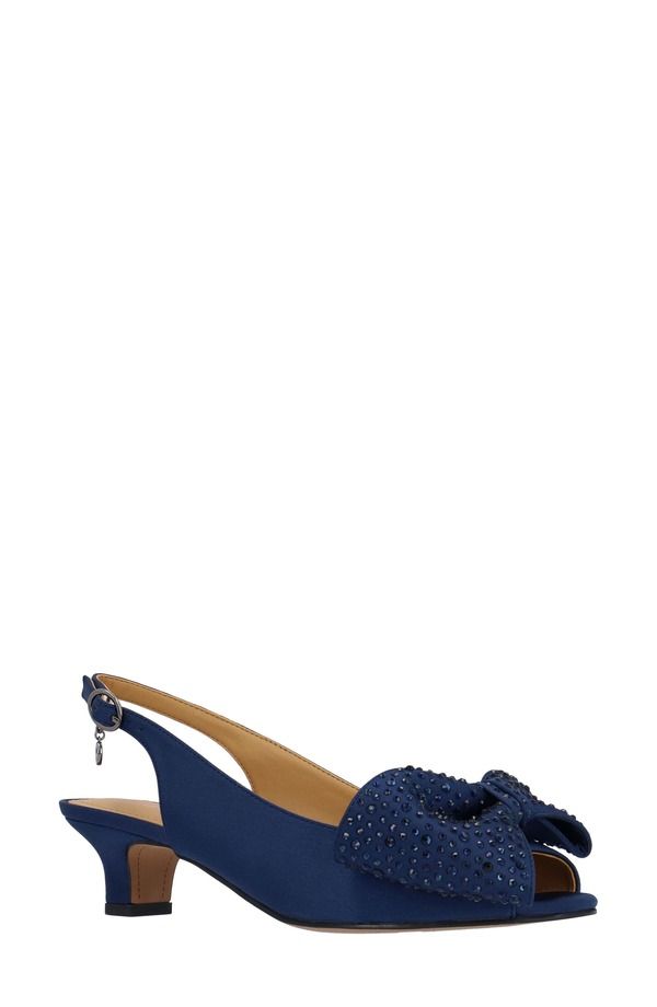 ジェイレニー レディース シューズ ヒール サンダル J Rene Lirain Slingback Sandal Navy ネイビー