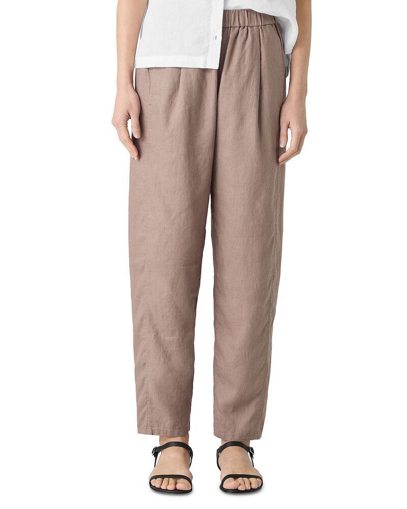 エイリーンフィッシャー レディース ボトムス カジュアルパンツ プリーツ アンクル リネン Eileen Fisher Linen Pleated Lantern Ankle Pants Cocoa