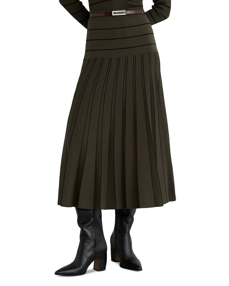レイス レディース ボトムスカート プリーツ REISS Alice Pleated Skirt Khaki Green グリーン