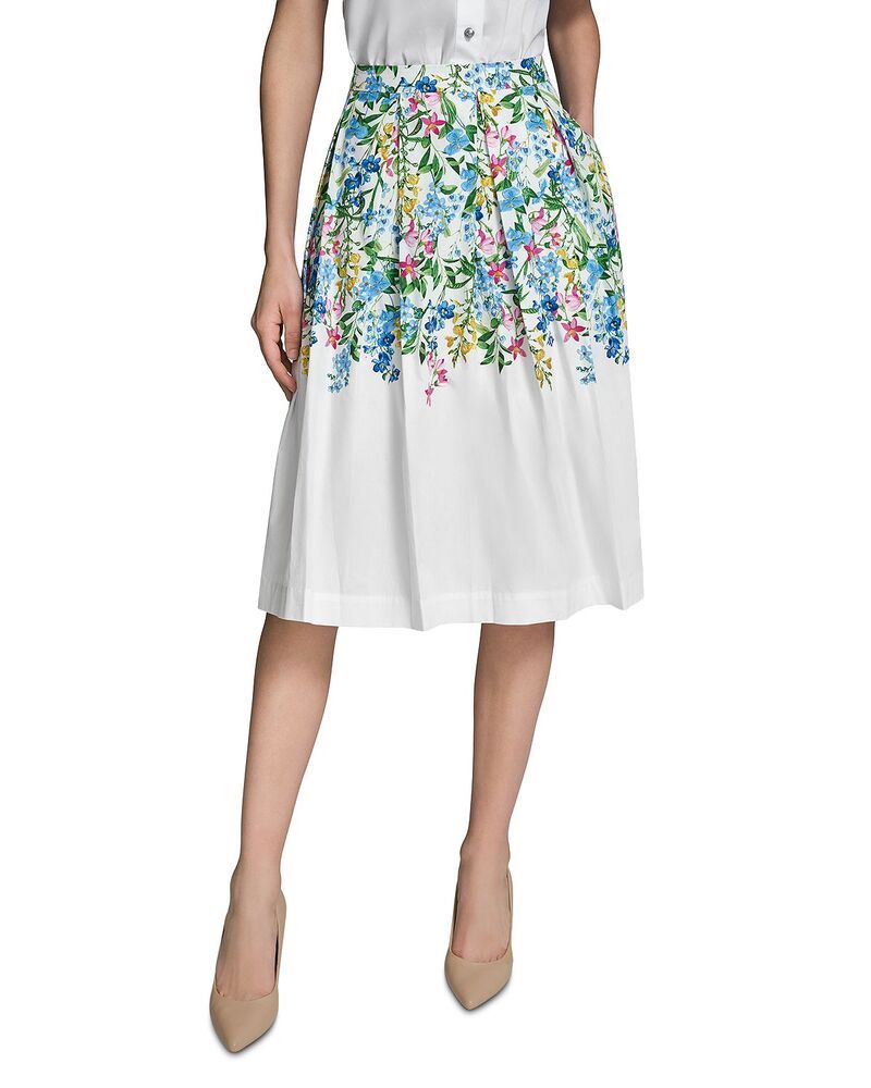 カール ラガーフェルド レディース ボトムスカート フラワー柄 レース フラワー KARLAGERFELD PARIS Placed Floral Preppy Skirt Soft White Co