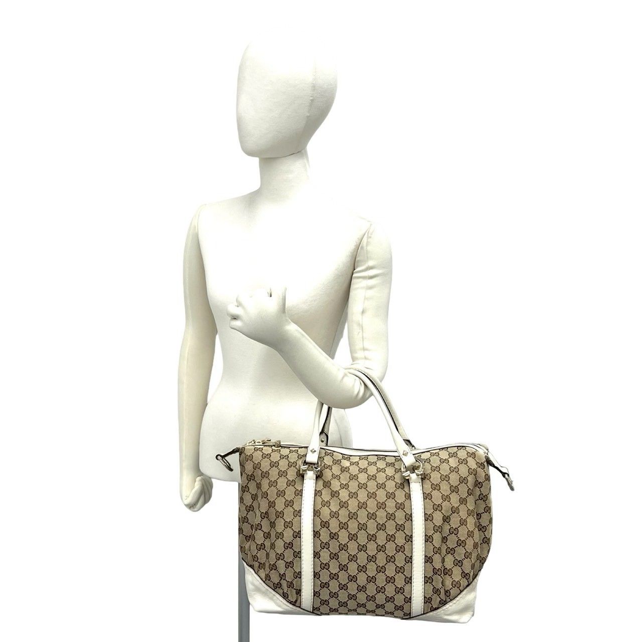 極 美品 GUCCI グッチ GG 柄 ホースシュー 金具 キャンバス レザー 本