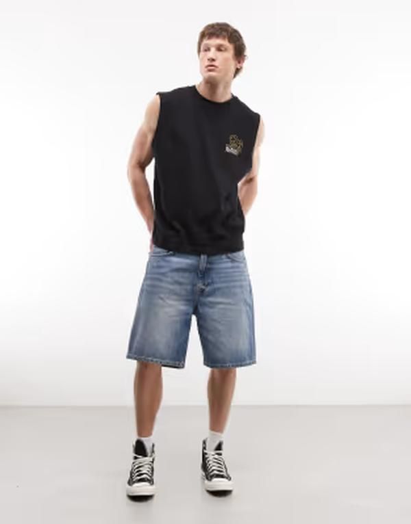 ウィークデイ メンズ ボトムス ハーフパンツ・ショーツ ショートパンツ Weekday Galaxy loose fit baggy shorts wash Blue Horses ブルー
