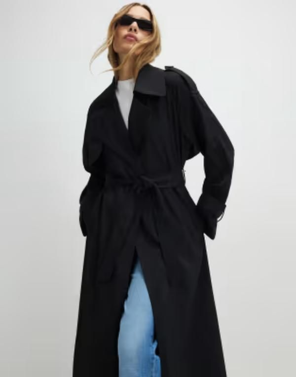 リバーアイランド レディース アウター コート River Island longline trench coat Black ブラック