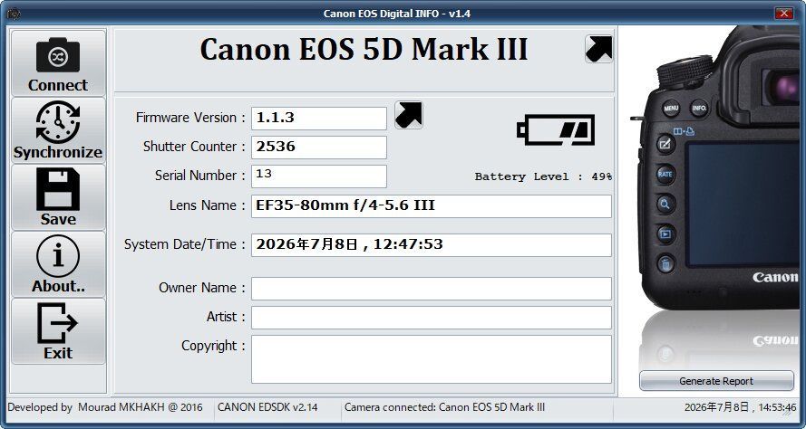 G11[8265]38 キヤノン Canon EOS 5D Mark III ボディ 【ショット数