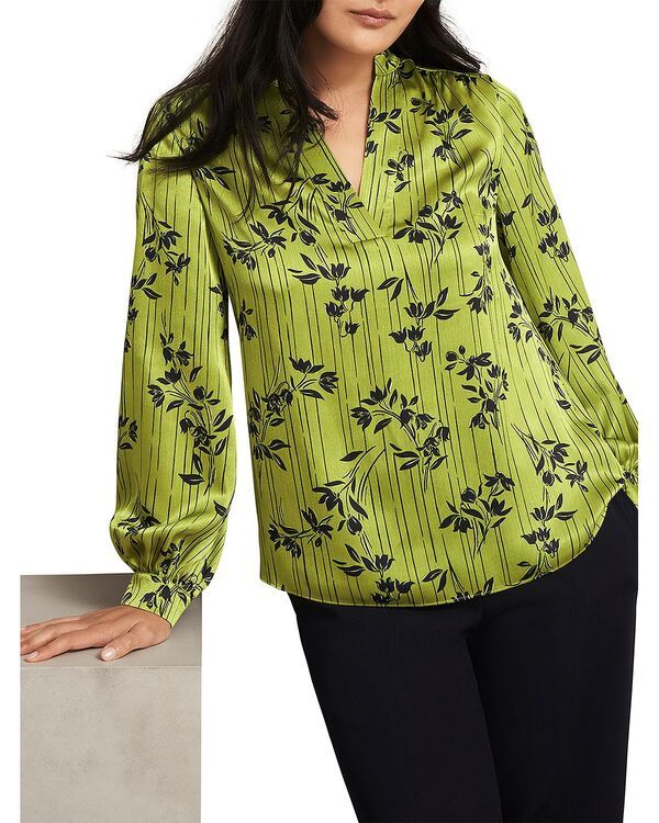 ホッブスロンドン レディース トップス シャツ HOBBS LONDON Fara Split Neck Top Greenavy ネイビー