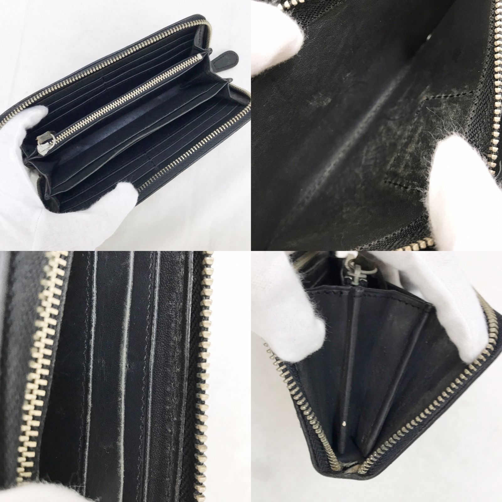 SAAD サード ラウンドファスナー カービング レザー ロング ウォレット