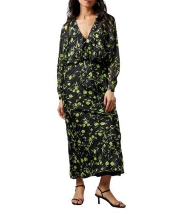 ウエアハウス レディース トップス ワンピース フラワー柄 ミディ フラワー Warehouse Shadow Stripe Floral Batwing Midi Dress Floral ストライ