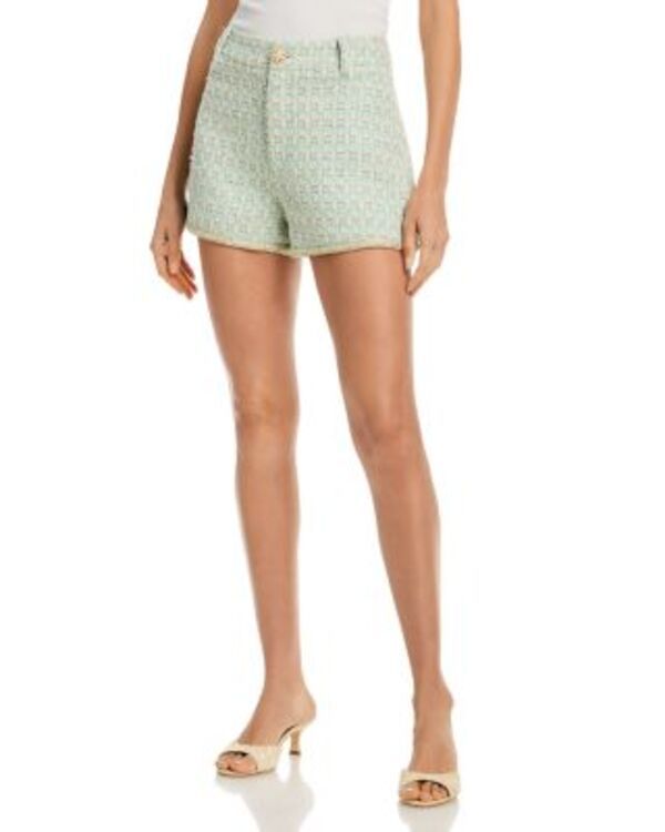 アクア レディース ボトムス ハーフパンツ・ショーツイード ショートパンツ AQUA Tweed Braided Hem Shorts Exclusive Mint ミント