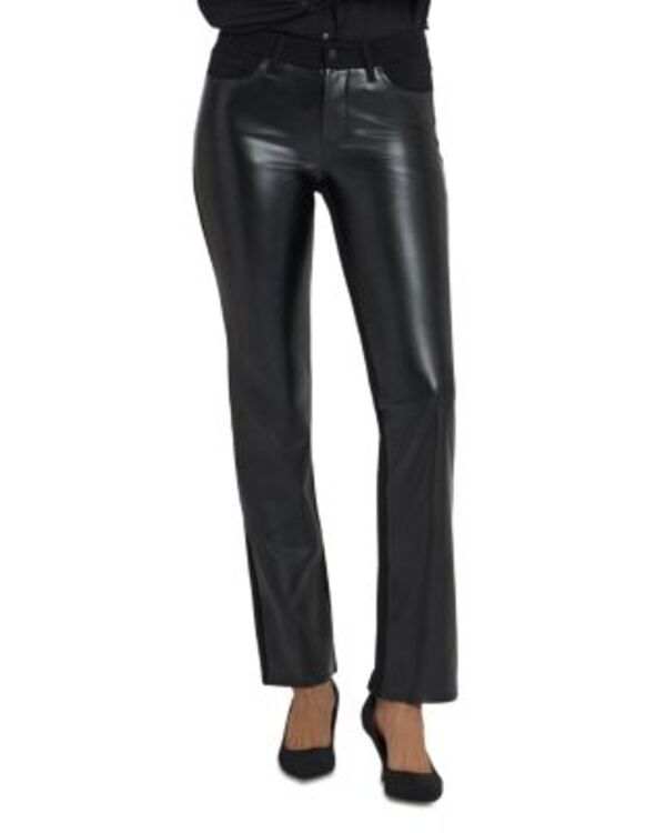 エヌワイディージェイ レディース ボトムス カジュアルパンツ レザー フェイクレザー NYDJ Marilyn Faux Leather Straight Pants Black ブラック