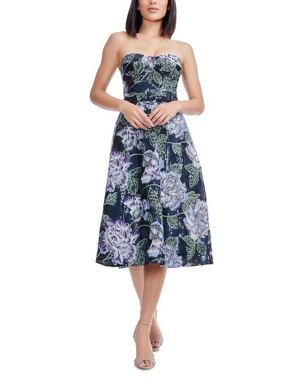 ドレスザポプレーション レディース トップス ワンピース フラワー柄 ストラップレス フラワー Dress the Population Carlita Floral Strapless Dress
