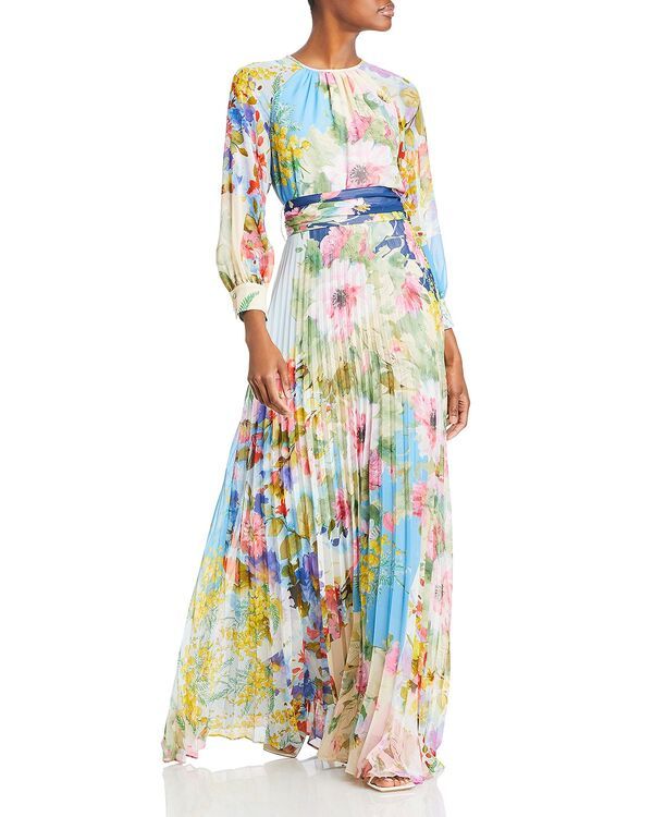 テリジョンバイリッキーフリーマン レディース トップス ワンピース プリーツ マキシ Teri Jon by Rickie Freeman Long Sleeve Pleated Maxi Dress